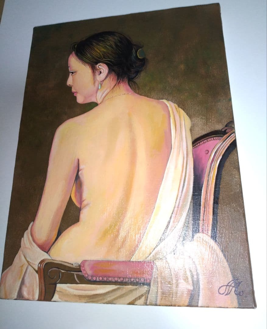 森本草介、絵画、美人画、油彩4号、裸婦、高級額縁、肉筆画、高塚省吾、