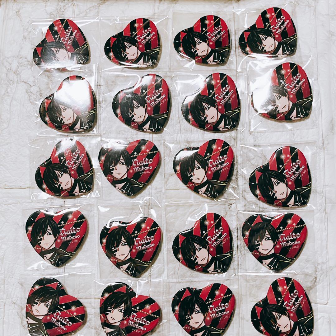 バラ1 桃源暗鬼 無陀野 ハート缶バッジ まとめ売り バニー 20個②