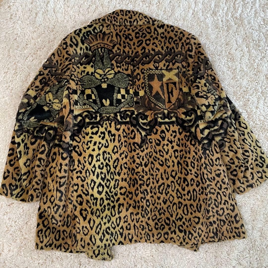 レオパード柄ひょう柄メンズファーコート