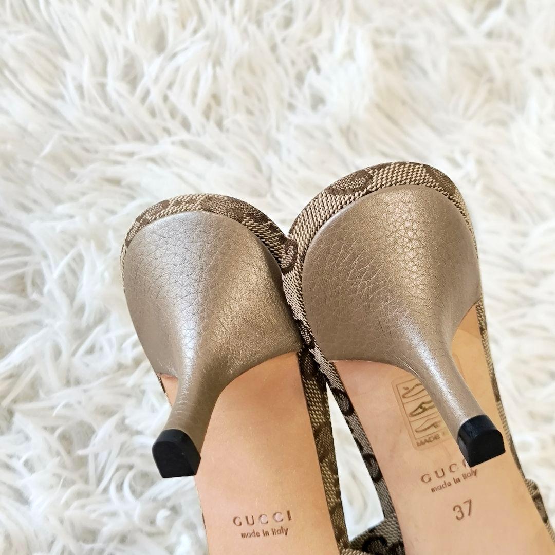 【美品】GUCCI グッチ GG キャンバス ホースビット ミュール サンダル