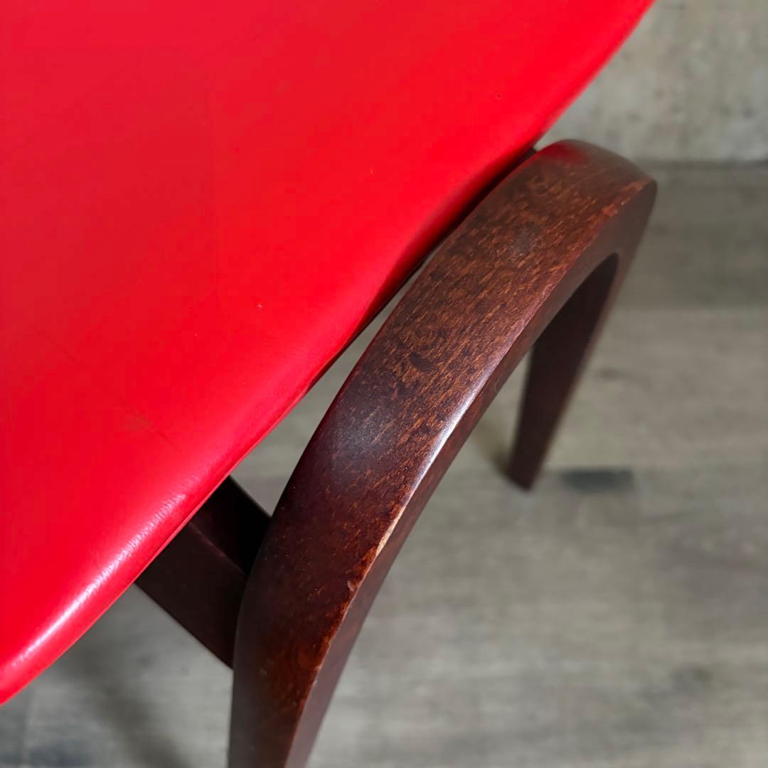 秋田木工　スタッキングスツール　レッド　剣持勇　曲木　②