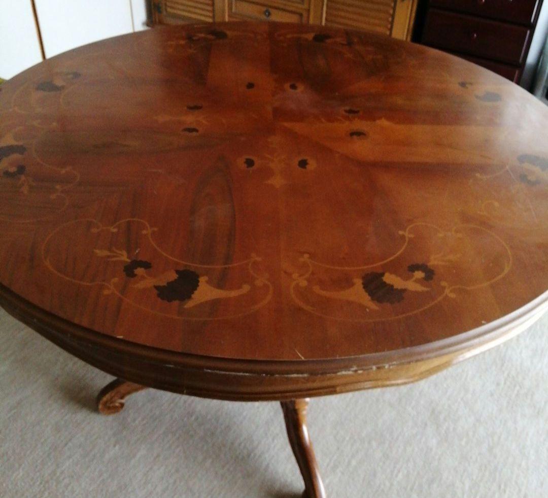 ❴お値下げ❵ イタリア　象嵌　丸テーブル　アンティーク　ダイニングテーブル
