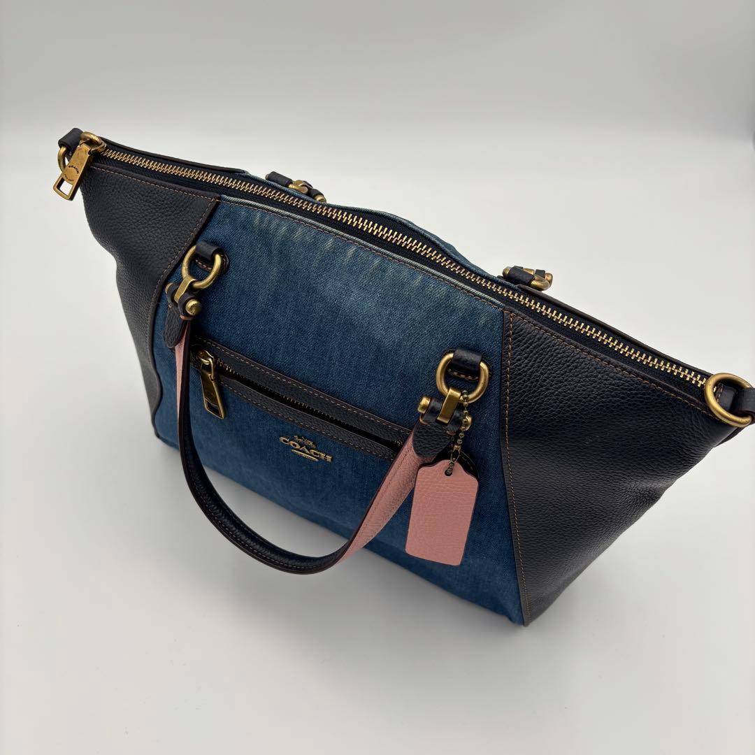 COACH コーチ デニムブルー ショルダーバッグ 2way ティーローズ