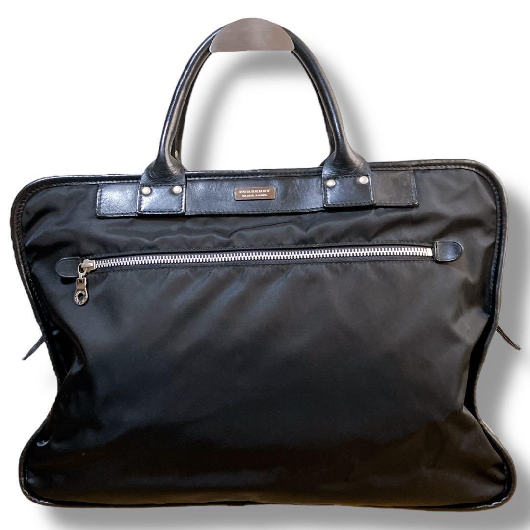 バーバリー ブラックレーベル 良品 ラウンドノバチェックブリーフケース ブラック
