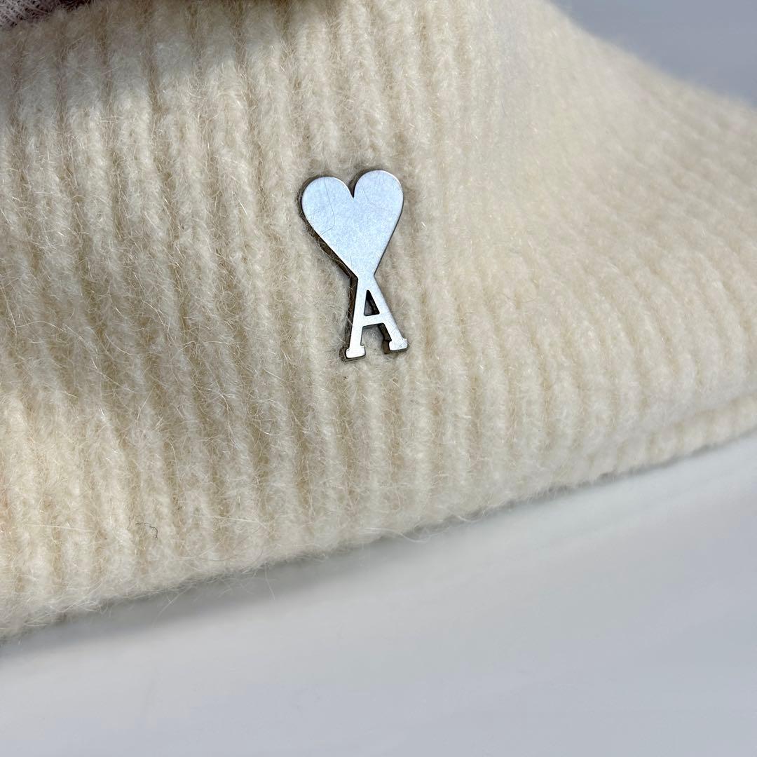 極美品 ami アミパリス ハートA ニット帽 ビーニー アルパカ混