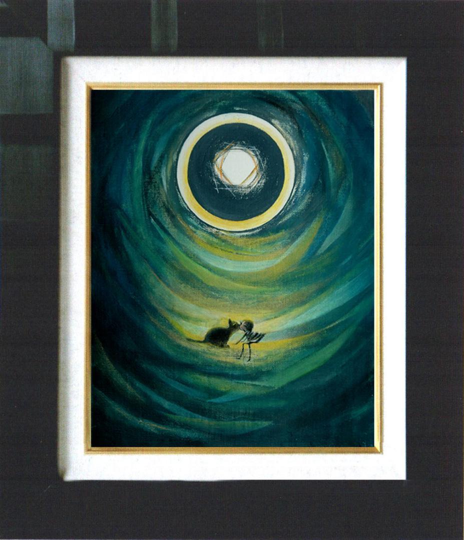 油絵 菅家令子 絵 絵画インテリア F3-031119 祈り 可愛い子猫と女の子