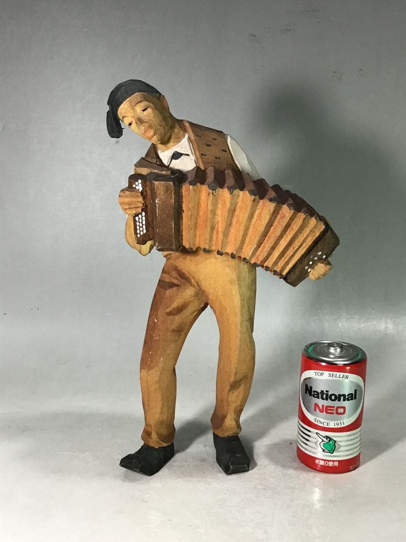 ビンテージ ハンスハグラー アコーディオン奏者 木彫り 人形 スイス