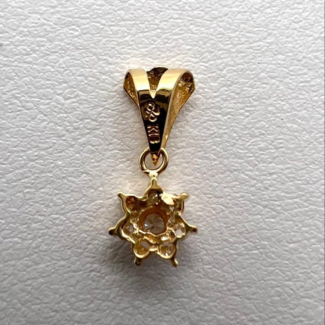 K18 ペンダント　トップ　ダイヤ8ps 0.42g ジュエリーマキ