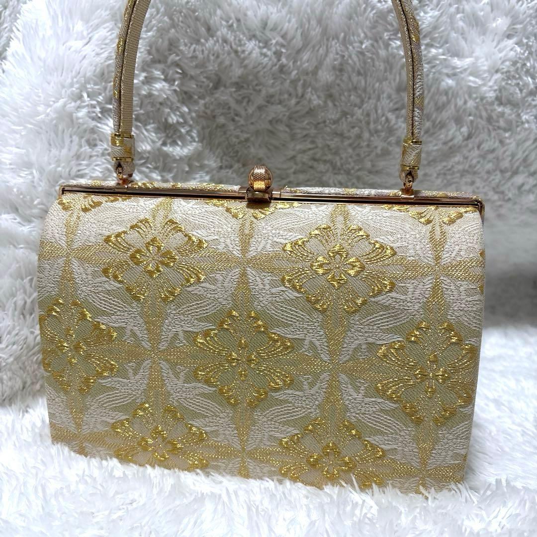 【美品✨】エレガント　ゴールド　和装用バッグ　自立型　フォーマル　結婚式　お祝い