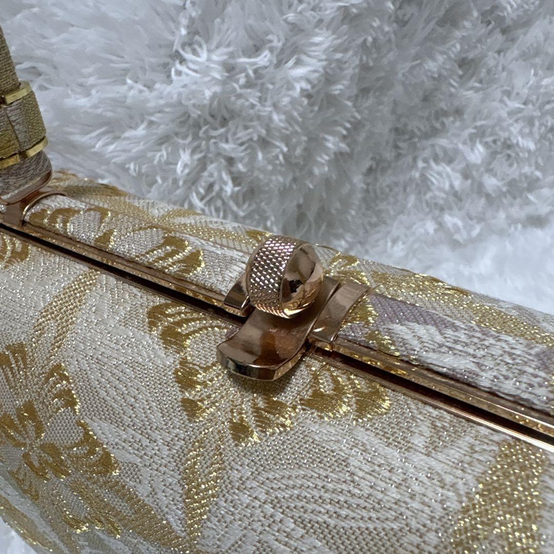 【美品✨】エレガント　ゴールド　和装用バッグ　自立型　フォーマル　結婚式　お祝い