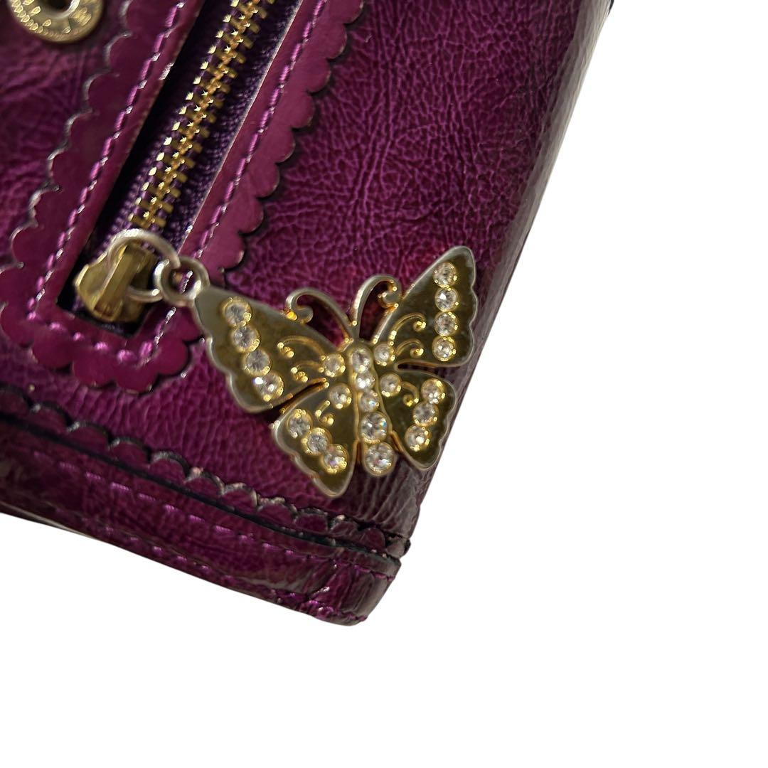 美品 アナスイ 折り財布 がま口 アクセサリー 蝶 レディース パープル 紫