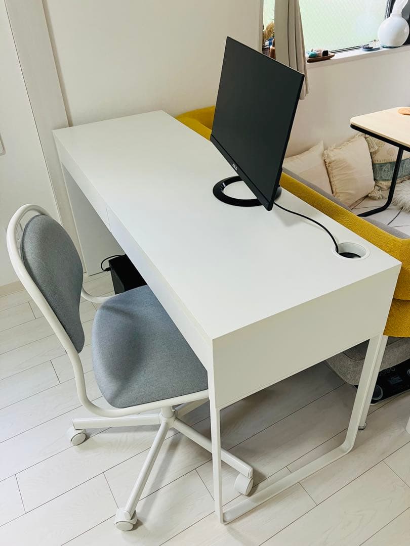 送料込)IKEA MICKE 白 142x50cm 2人用デスク 完成品