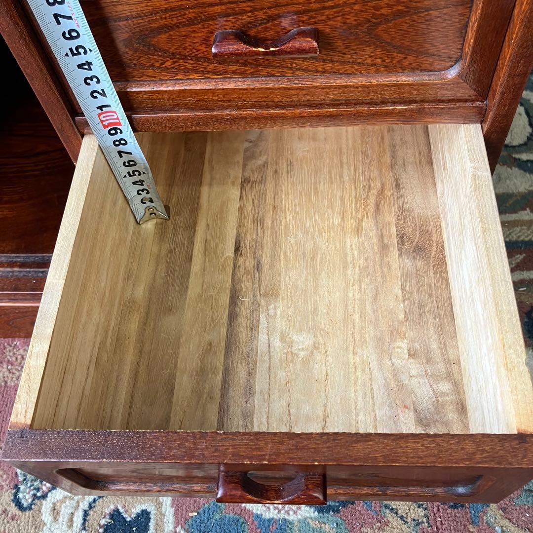 昭和レトロ 無垢材 茶箪笥 茶棚 ガラス戸 サイドボード 古家具 古民家