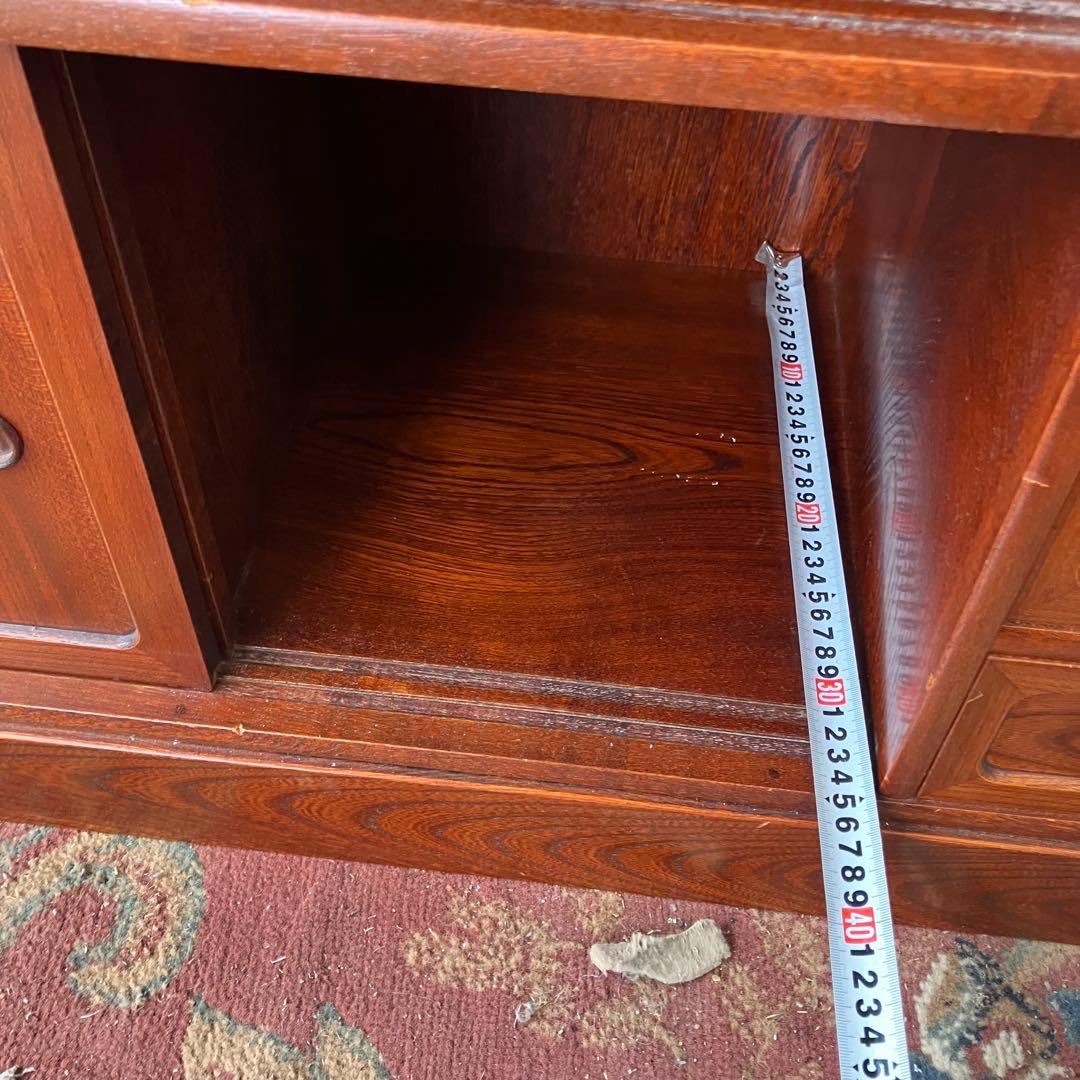 昭和レトロ 無垢材 茶箪笥 茶棚 ガラス戸 サイドボード 古家具 古民家