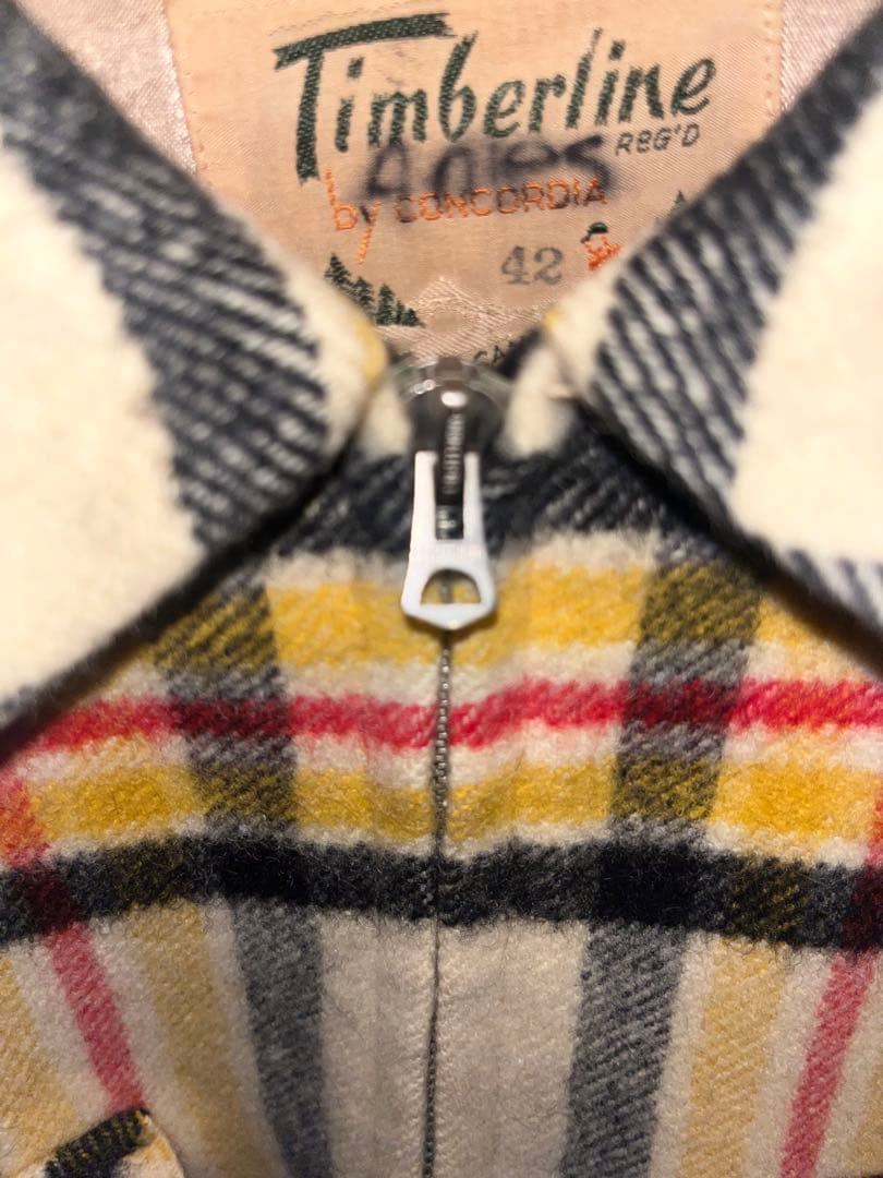 チェック柄フリースジャケット　古着　ヴィンテージ　40s 50s