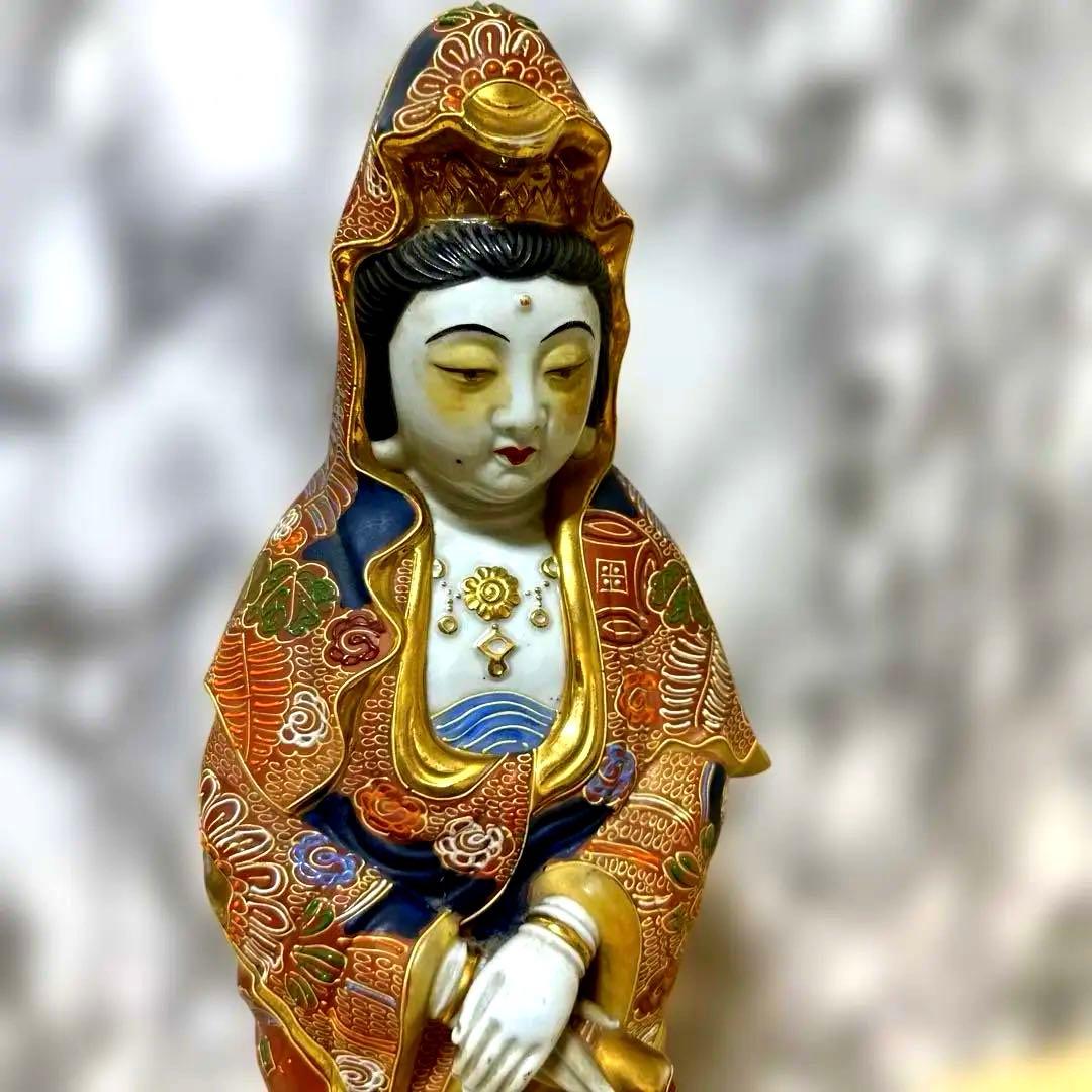 九谷焼 観音菩薩 金彩 骨董品 美術置物 仏像 期間限定値引き - メルカリ