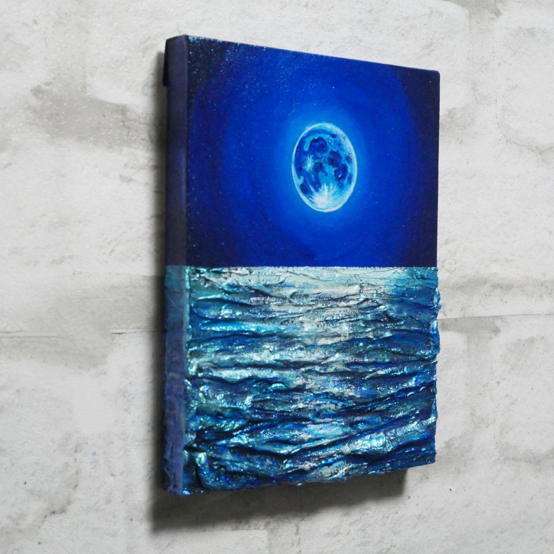 油絵 油彩 油彩画 絵 絵画【青い満月】F0号