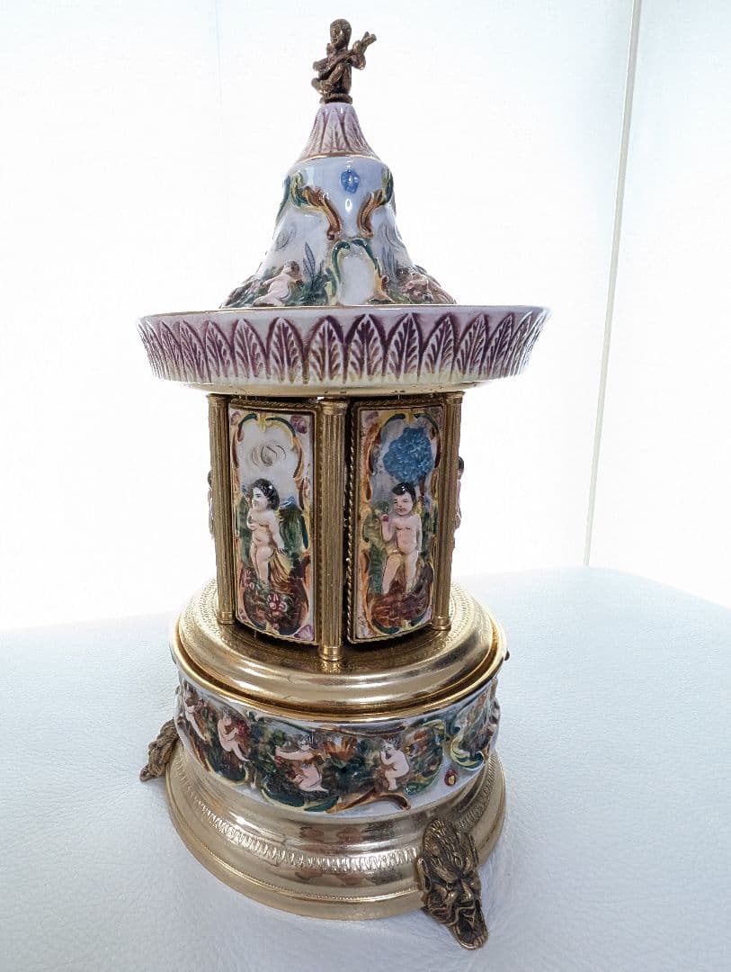 【美品 動作確認済み】REUGE リュージュ★陶器製★オルゴール★口紅タバコ入れ