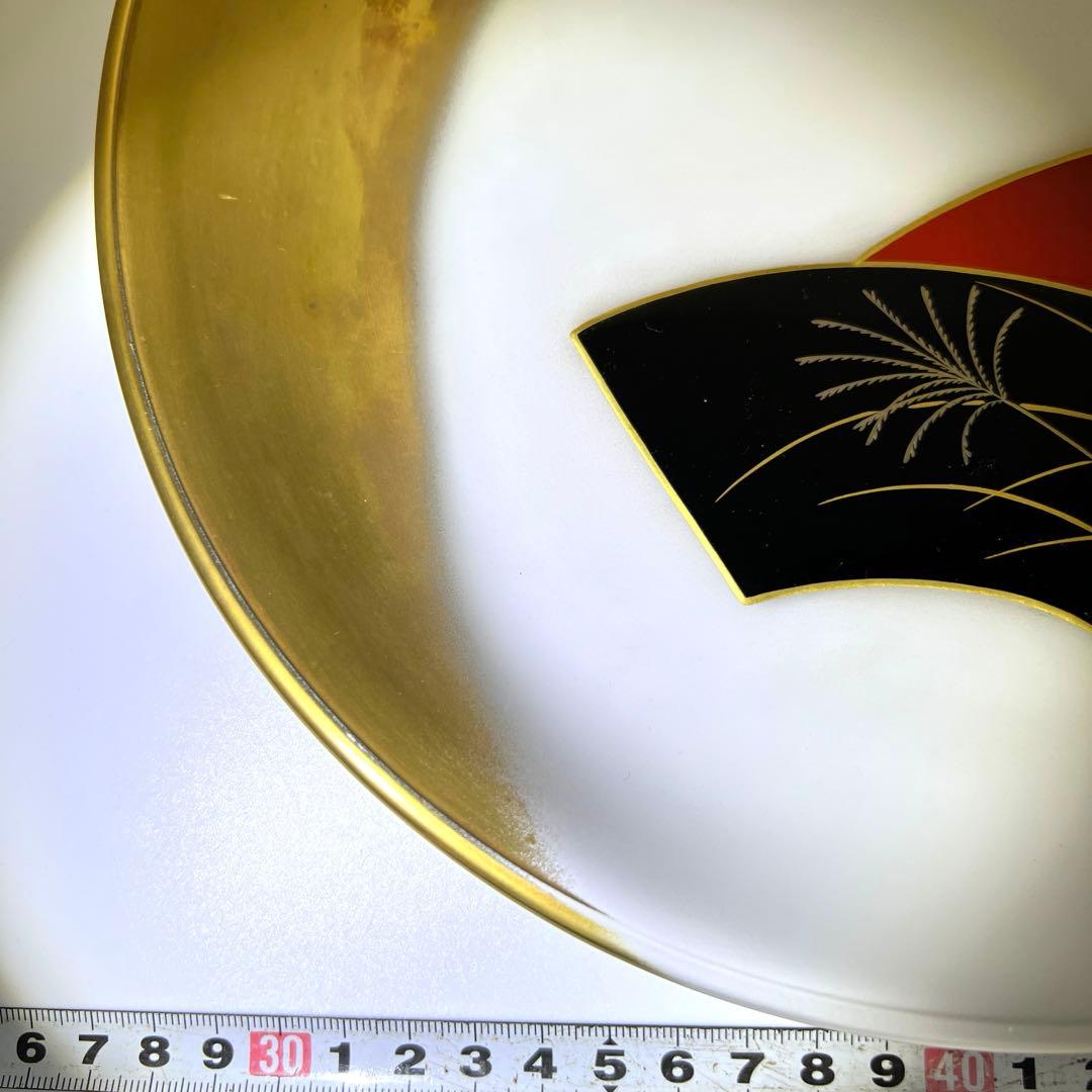 輪島塗 一后造クリスタルガラス蒔絵盛皿 共箱 26.5㎝ 東Y7-0716③