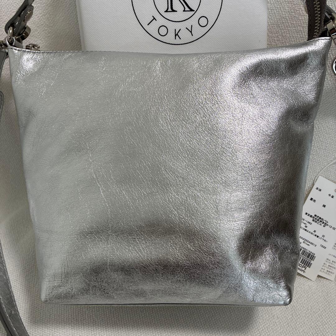 russet ソフトレザーシンプルショルダーバッグ　シルバー　2way