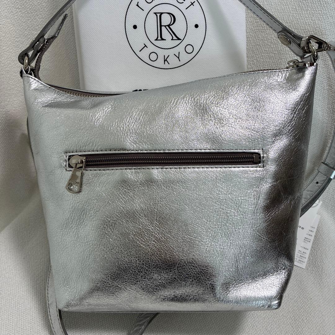 russet ソフトレザーシンプルショルダーバッグ　シルバー　2way