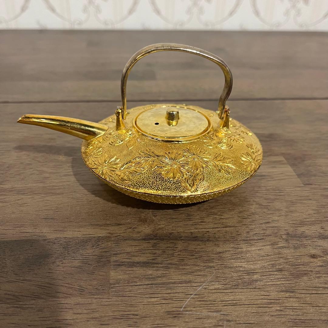 アンティーク】酒器セット 金杯 金メッキ 24Kgp 盃 急須 縁起物 古道具