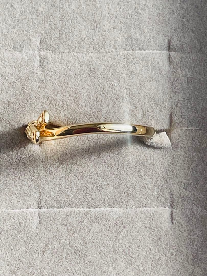 ほぼ未使用✨現行品✨　K18YG ダイヤモンド　リボンリング　9号【保証書あり】