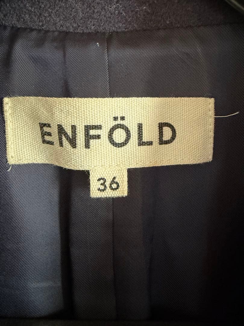 エンフォルド チェスターコート コクーン ロング ダークネイビー 36