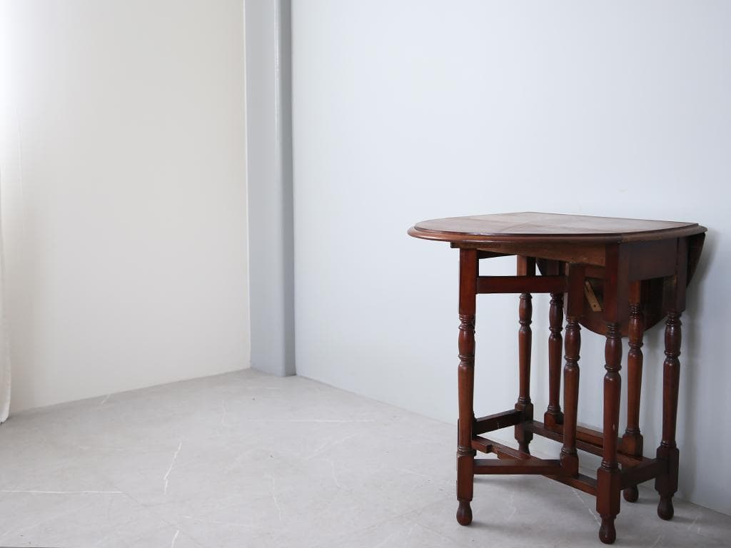 英国アンティーク木製ゲートレッグテーブル/ダイニング机バタフライ(74-79)