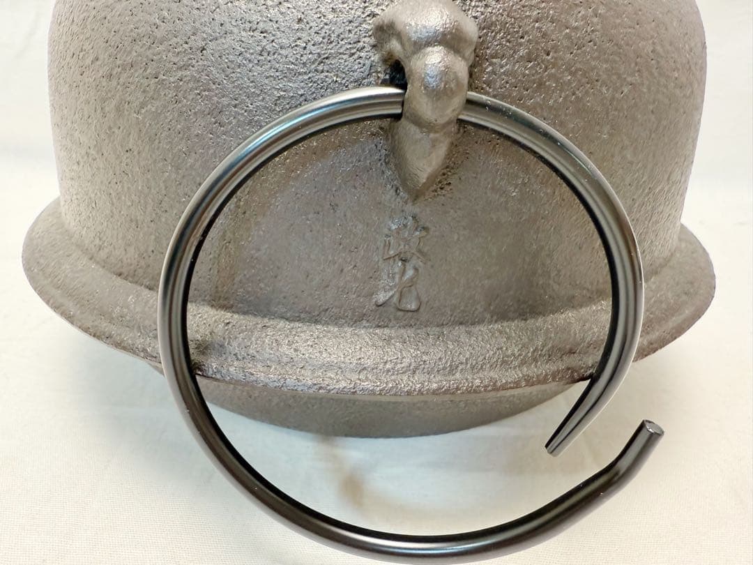 未使用 茶道具 唐銅鬼面風炉 釜師 菊地政光造 平丸釜添 野々田