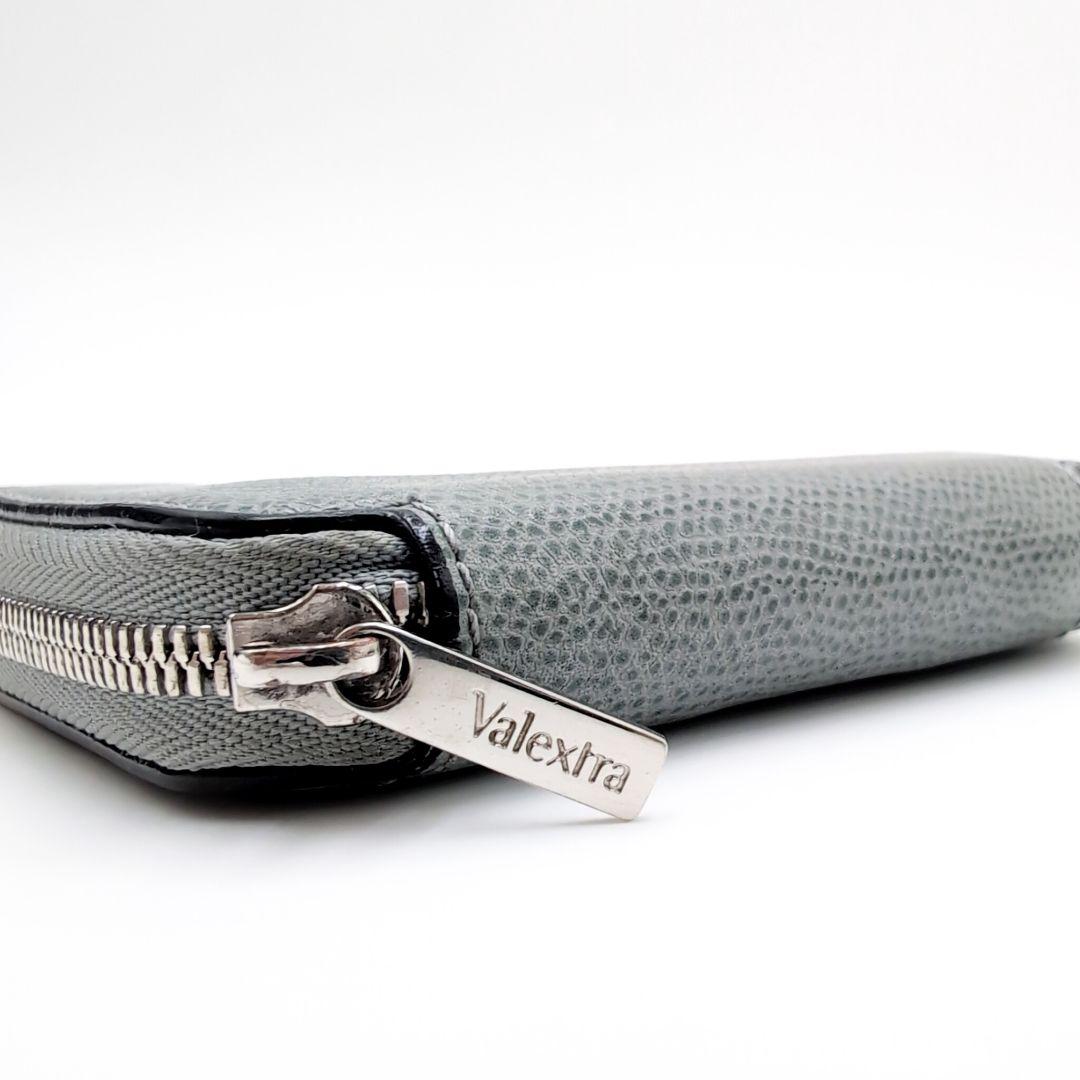 Valextra　カードケース　ジップウォレット　ミニ財布　グレー　本革