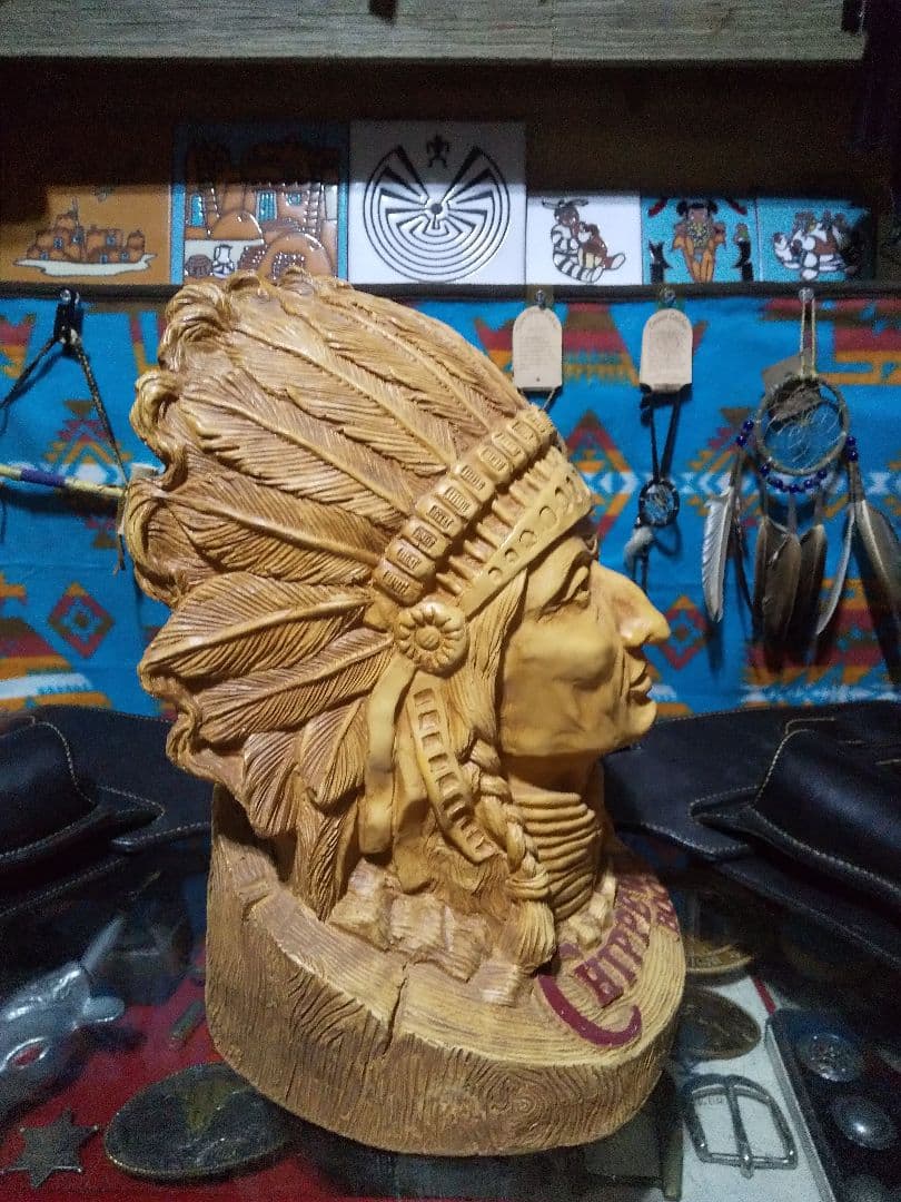 激レア物 チペワブーツ インディアンヘッド販促用ディスプレイ オブジェ 置物