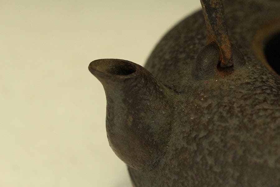 南部鉄器 鉄瓶 照光堂 柿葉絵 茶道具 急須 年代品 922