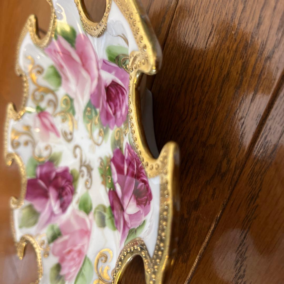 期間限定最終処分特価オールドノリタケメープル裏印変形ボール 金点