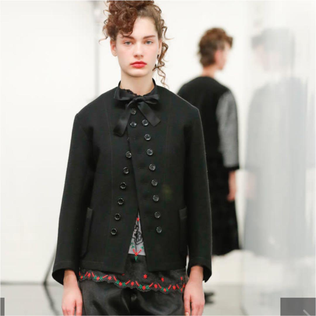 miu miu ミュウミュウ フリル付き黒チェスターコート 42 【希少品】