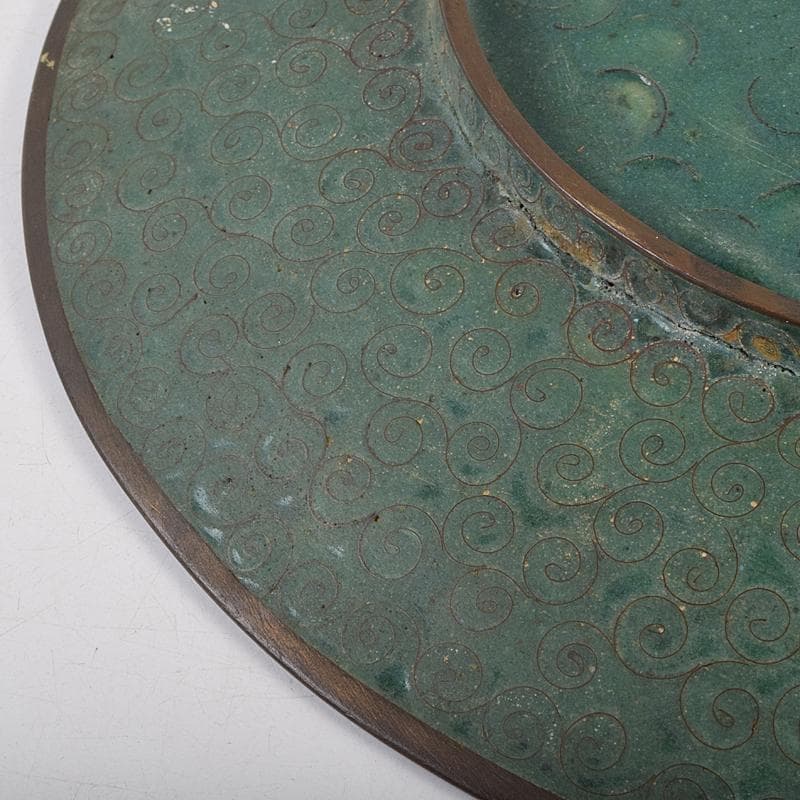 中国 古七宝琺瑯彩 七宝焼 安藤七宝店 盤 皿 2点 時代箱付 M R9532B