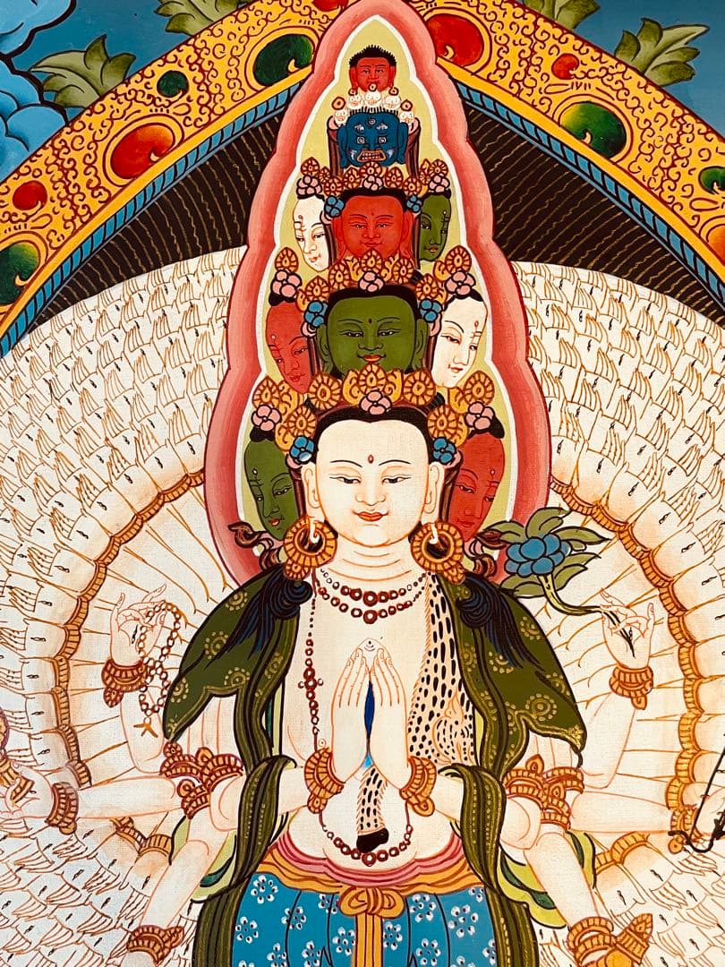 一点物〕タンカ - 十一面千手千眼観世音菩薩 50x67 / 観世音菩薩