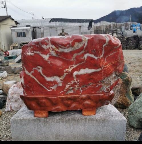 インテリア置物石オブジェ赤色赤茶色岩石コレクション化石