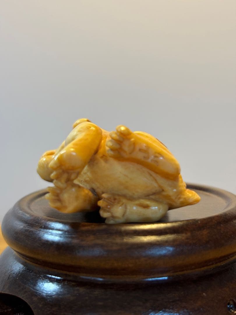 希少】犬の親子 時代提物 根付 銘有り アンティーク 印籠