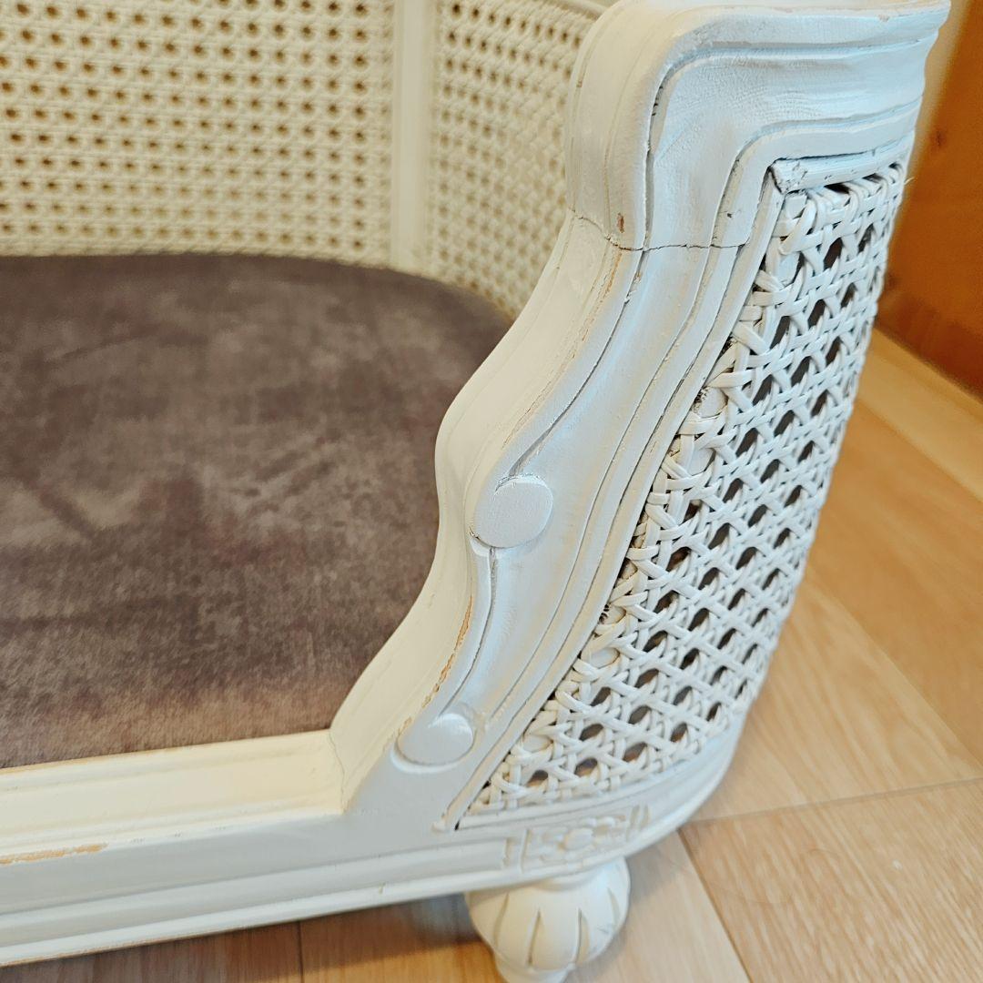 LORD LOU ペットベッドArthurケーン編みエクリュxリネンエクリュ