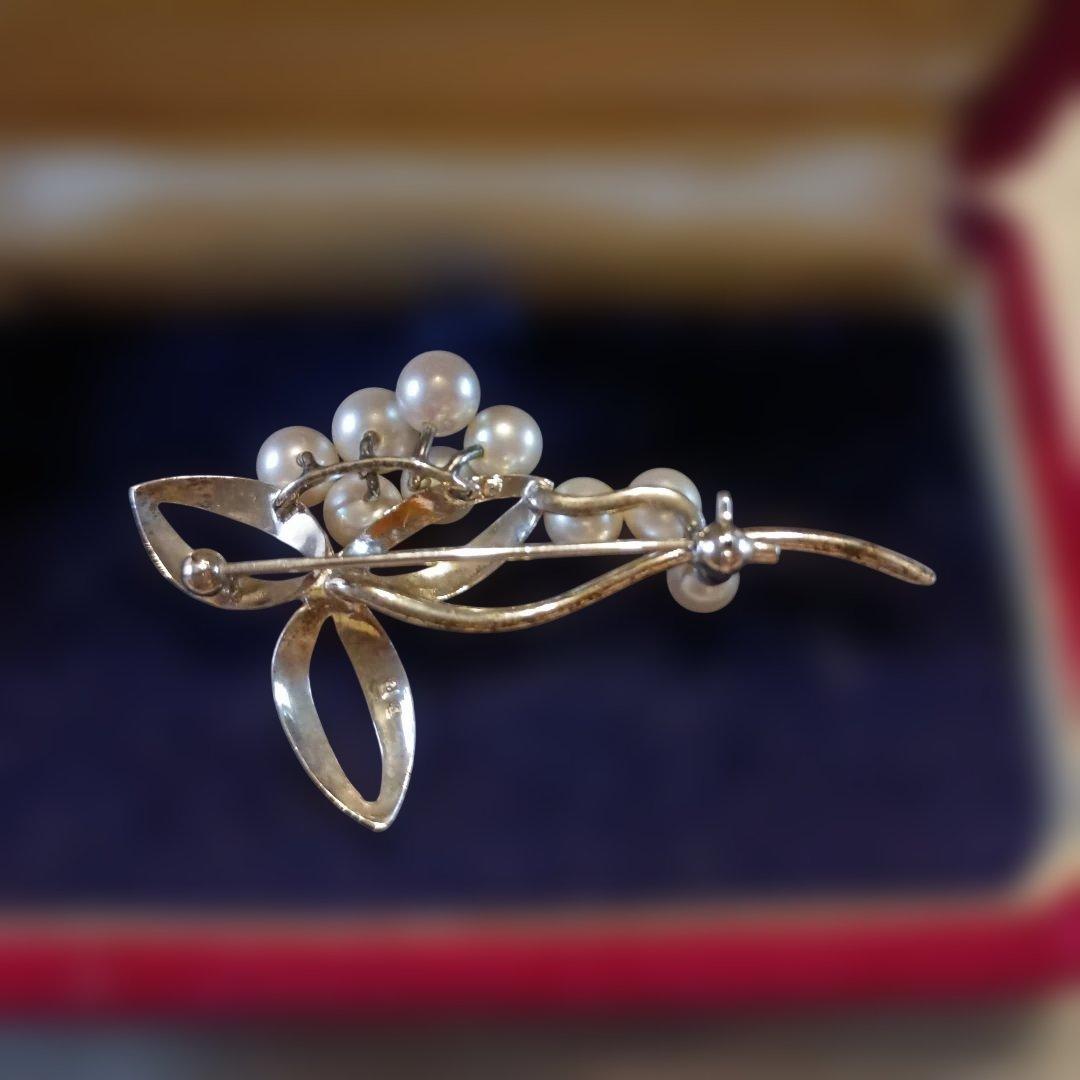 MIKIMOTO ミキモト フラワーモチーフ ブローチ シルバー/パール11粒