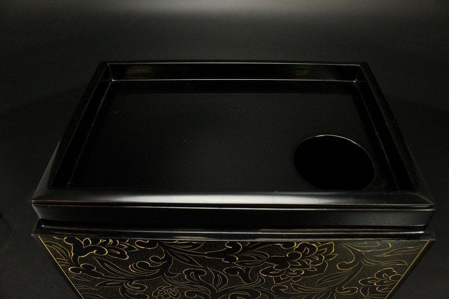 輪島塗 宝相花 沈金 茶箱 未使用(ZE515)