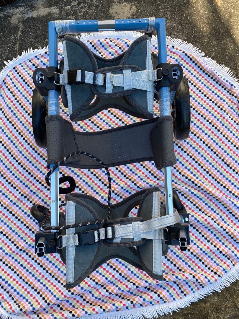 犬 車椅子 4輪、 大型用調節可能 前輪と後輪付き(Blue,XL)