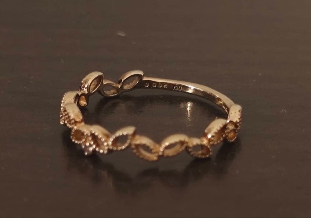 k*o様 agete K10 ダイヤモンド リーフモチーフ リング 9号