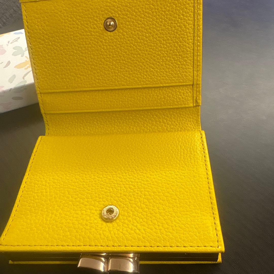 【皇居折り財布】⭐︎幸運のイエロー⭐︎/《新品未使用》/高級牛革/レア