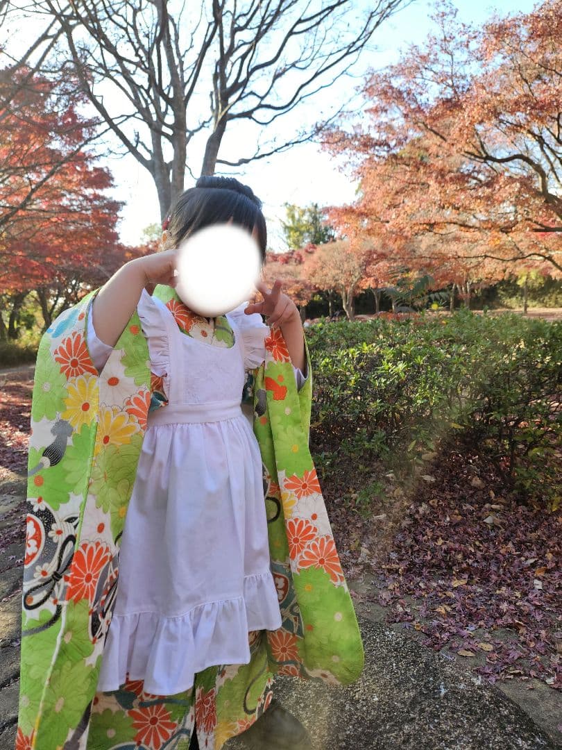 アンティーク着物&被布エプロンセット 大正ロマン 七五三 女の子