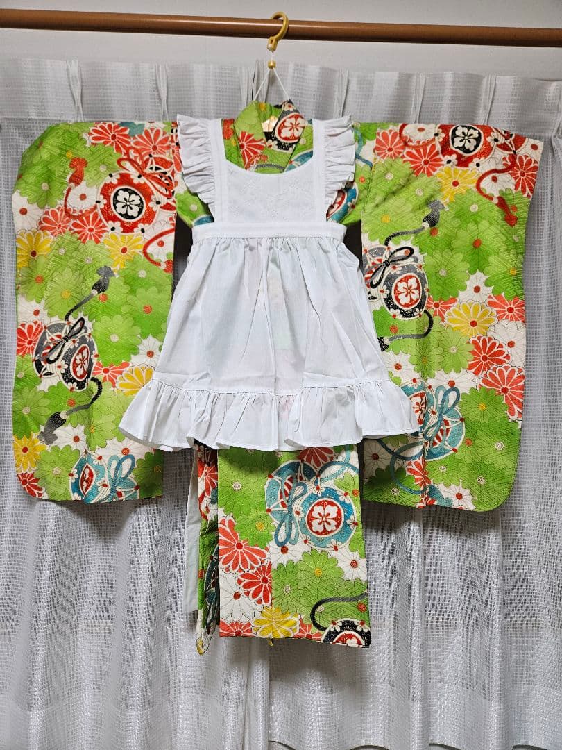 アンティーク着物&被布エプロンセット 大正ロマン 七五三 女の子