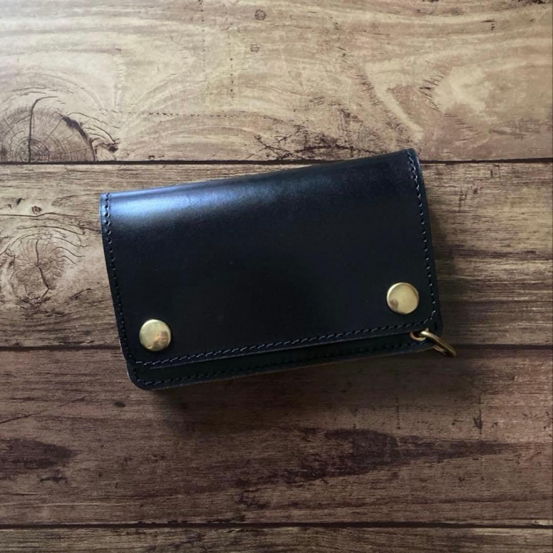 【お札を折らずに収納】ミドルトラッカーウォレット3層 茶芯ブラック【受注生産】