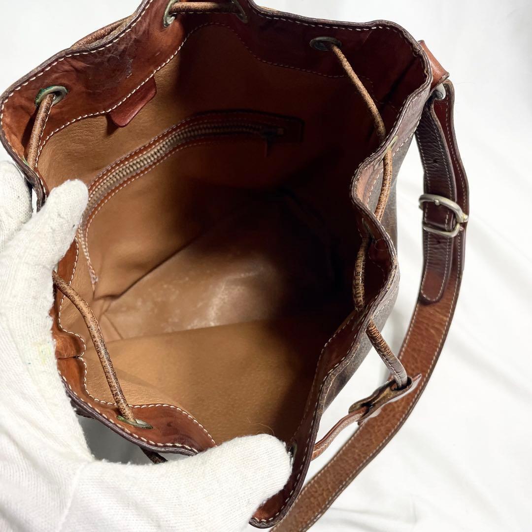 セリーヌ ワンショルダーバッグ 巾着 マカダム トリオンフ レザー PVC ロゴ