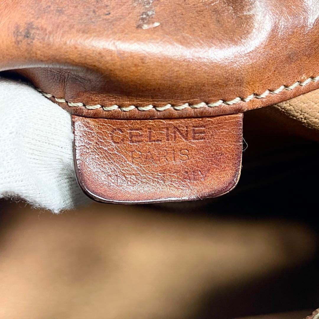 セリーヌ ワンショルダーバッグ 巾着 マカダム トリオンフ レザー PVC ロゴ